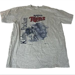 Sport Attack Mens Vintage Kirby Puckett Tshirt MN Twins Large 1996 Gray #1762